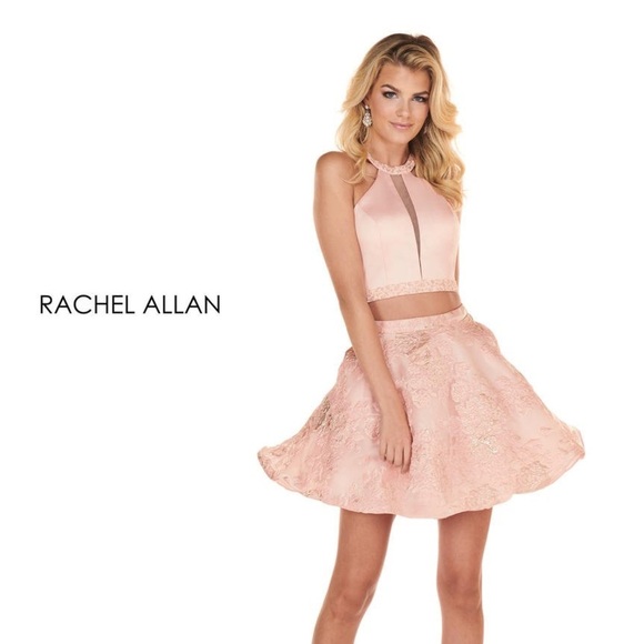 Rachel Allan Perfect Angels Two Piece Prom Homecoming Quinceañera Pink Set - Picture 1 of 16